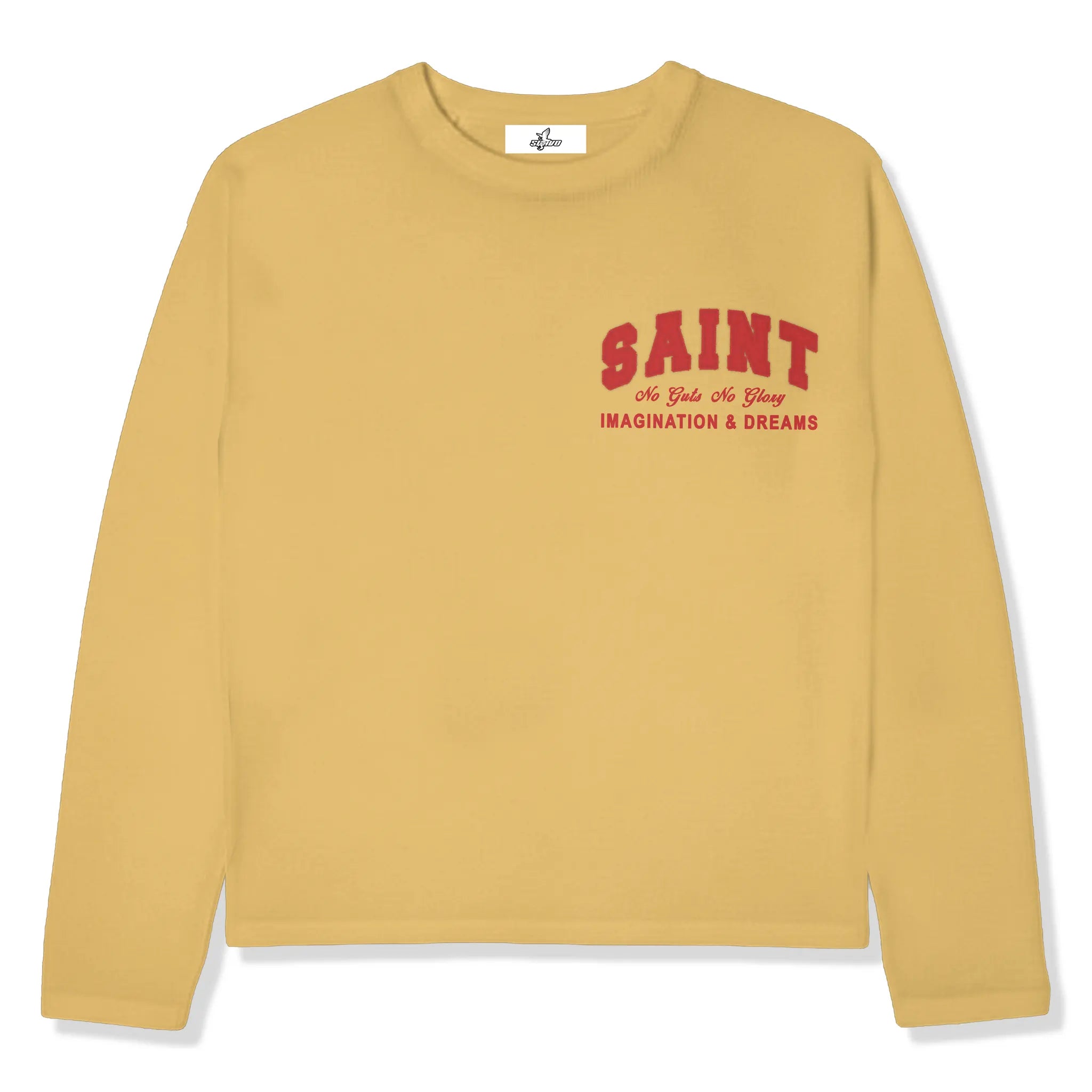 Front View of Suavo London Waffle L/S Mustard T-Shirt
